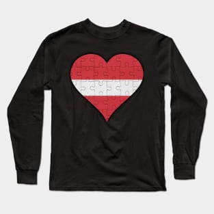 Latvian Jigsaw Puzzle Heart Design - Gift for Latvian With Latvia Roots Long Sleeve T-Shirt